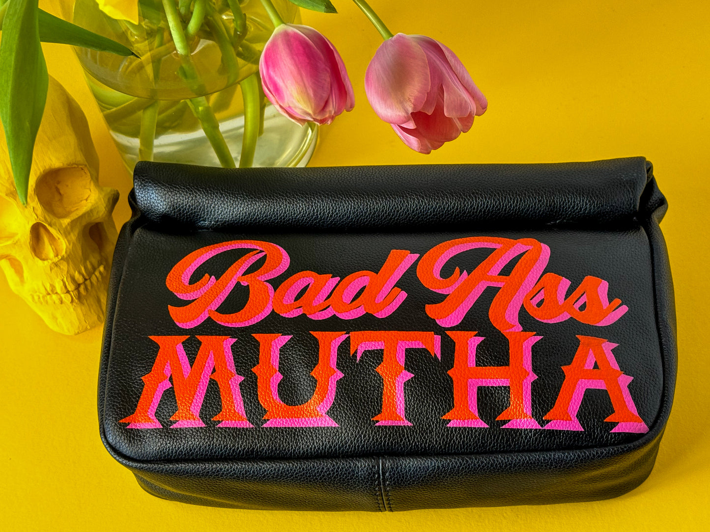 "Bad Ass Mutha" Vegan Leather Clutch Bag