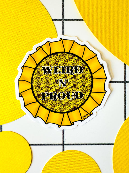 The Stoofy Store weird n proud vinyl sticker rosette neurodiversity celebrate weirdness uniqueness www.thestoofystore.uk
