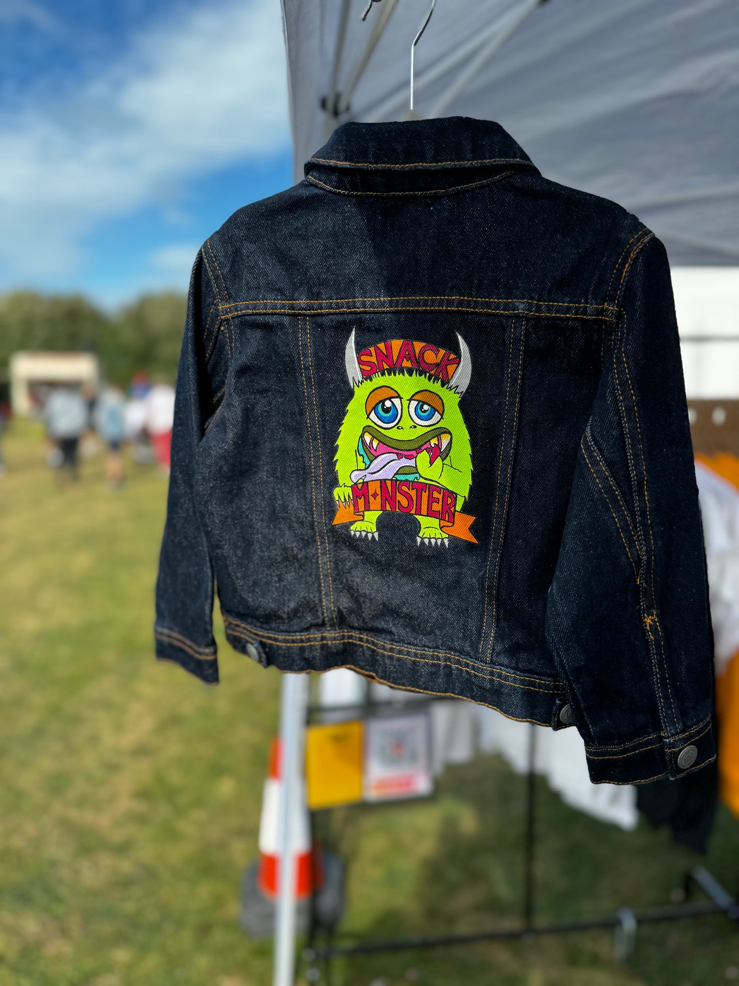 "Snack Monster" Hand-Painted Children's Denim Jacket