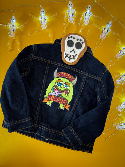 "Snack Monster" Hand-Painted Children's Denim Jacket